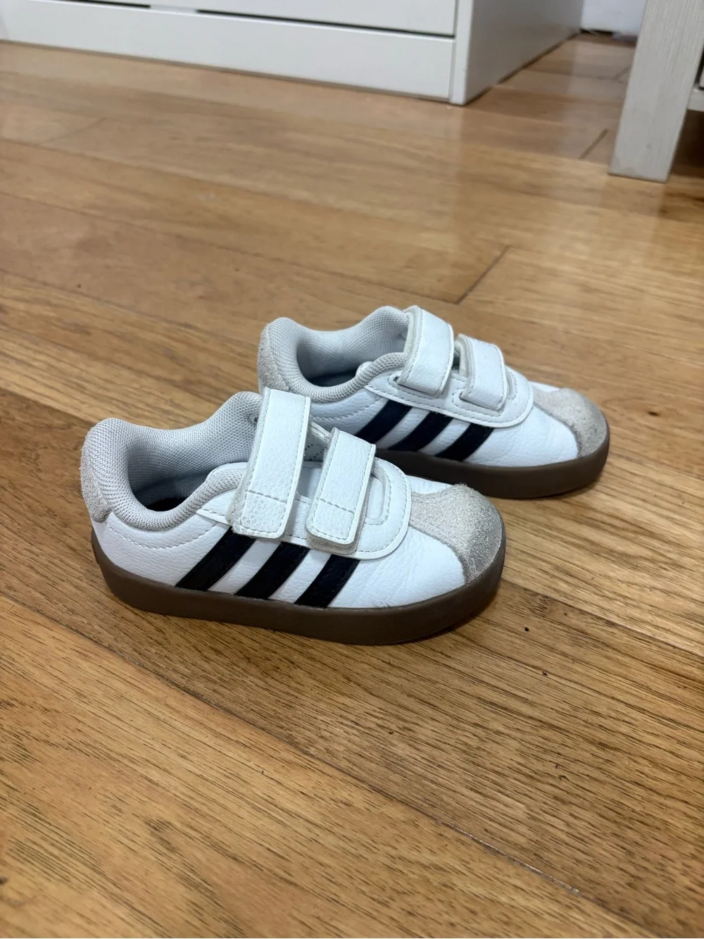 adidas Kids White and Navy Velcro Sneakers